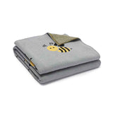         Grey-Knit-Blanket-Baby-Nursery-Swaddle-Super-Soft-Breathable-Cotton-cute-bee-pattern-A085