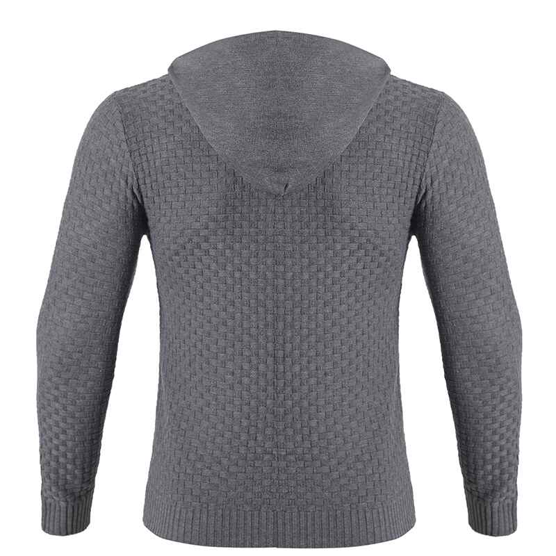 Grey-Mens-Casual-Slightly-Stretch-Cotton-Blend-Drawstring-Pullover-Kangaroo-Pocket-Hooded-Knitted-Sweater-G095-Back