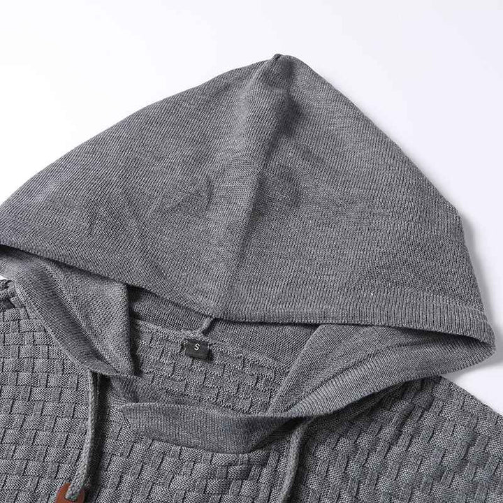 Grey-Mens-Casual-Slightly-Stretch-Cotton-Blend-Drawstring-Pullover-Kangaroo-Pocket-Hooded-Knitted-Sweater-G095-Detail-5