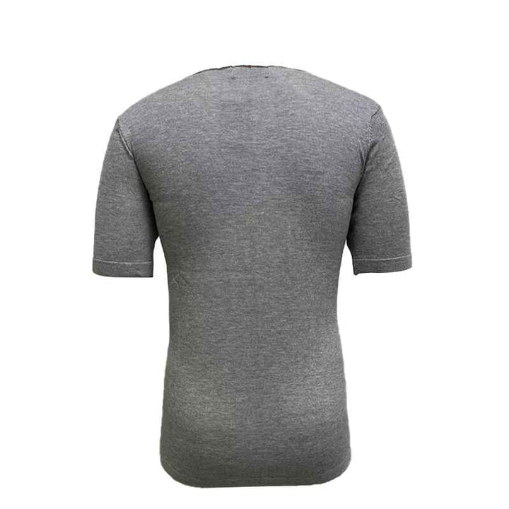     Grey-Mens-Summer-Short-Sleeve-Knitwear-Solid-Color-Slim-Fit-T-Shirt-Top-G087-Back