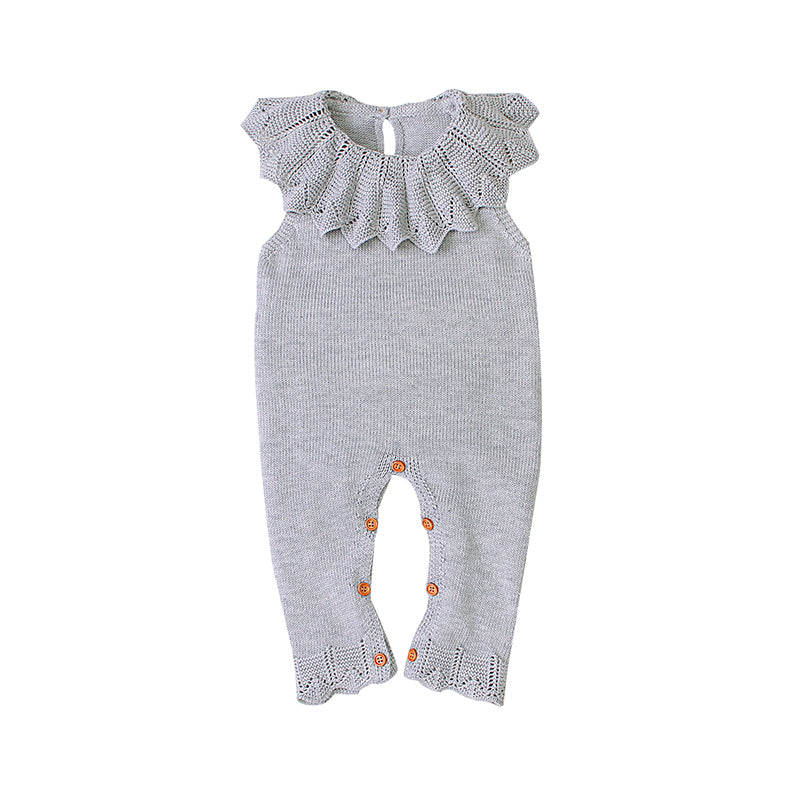     Grey-Toddler-Baby-Girl-Ruffled-Rompers-Sleeveless-Cotton-Romper-Bodysuit-Jumpsuit-Clothes-A009-Front