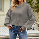 Grey-Women-Crewneck-Batwing-Sleeve-Oversized-Side-Slit-Ribbed-Knit-Pullover-Sweater-Top-K576
