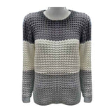 Grey-Womens-Crewneck-Color-Block-Sweaters-Long-Sleeve-Casual-Knit-Pullover-Sweater-Jumpers-K572-Front