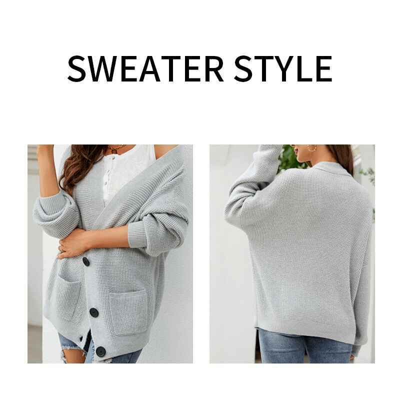 Grey-Womens-Long-Sleeve-Soft-Solid-Color-Basic-Knit-Cardigan-Sweater-K590-Detail