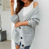 Grey-Womens-Long-Sleeve-Soft-Solid-Color-Basic-Knit-Cardigan-Sweater-Side