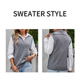 Grey-Womens-Sweater-Vest-Sleeveless-Oversized-V-Neck-Sweaters-Knitted-Vest-Pullover-Tank-Top-K585-Detail