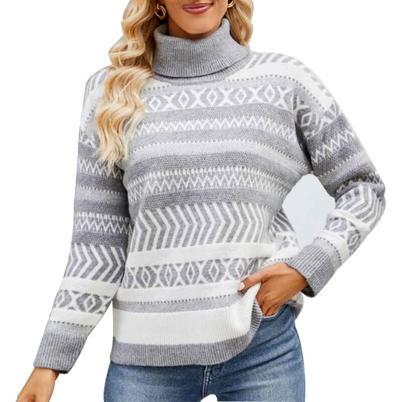 Grey-Womens-loose-turtleneck-sweater-lazy-style-casual-knitted-sweater-k633-White-Background
