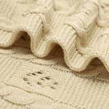 Khaki-Cable-Knit-Blanket-Baby-Nursery-Stroller-Blanket-Organic-Cotton-A039-Detail-1