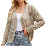 Khaki-Cropped-Cardigan-Sweaters-for-Women-Long-Sleeve-Crochet-Knit-Shrug-Open-Front-V-Neck-Button-up-Tops-K592
