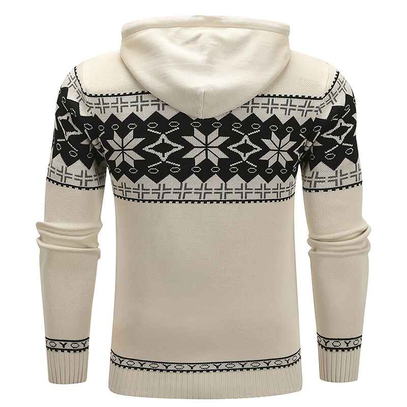 Khaki-Mens-Casual-Hooded-Knitted-Slim-Fit-Long-Sleeves-Drawstrings-Pullovers-Geometric-pattern-Sweaters-G092-Back