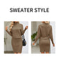 Khaki-Womens-Ribbed-Long-Sleeve-Sweater-Dress-High-Neck-Slim-Fit-Knitted-Midi-Dress-K589-Detail