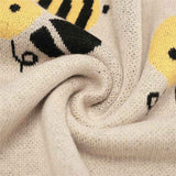 Light-Camel-Knit-Blanket-Baby-Nursery-Swaddle-Super-Soft-Breathable-Cotton-cute-bee-pattern-A085-Detail-3