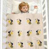 Light-Camel-Knit-Blanket-Baby-Nursery-Swaddle-Super-Soft-Breathable-Cotton-cute-bee-pattern-A085-Scenes-3
