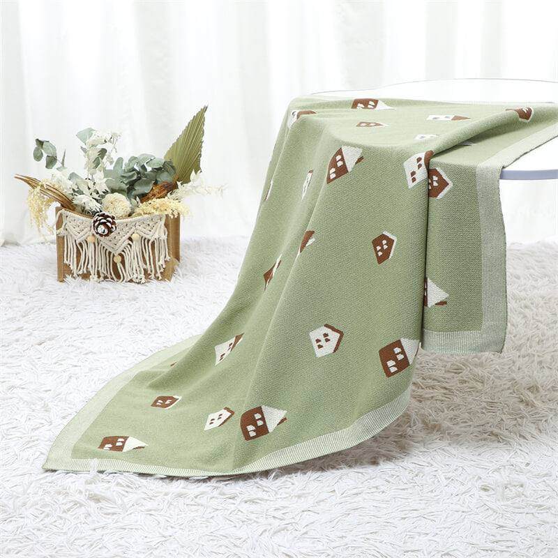 Light-Green-100_-Cotton-Baby-Blanket-Knit-Soft-Cozy-Swaddle-Receiving-Blankets-Toddler-Infant-Blanket-with-Lovely-House-A044-Scenes-5