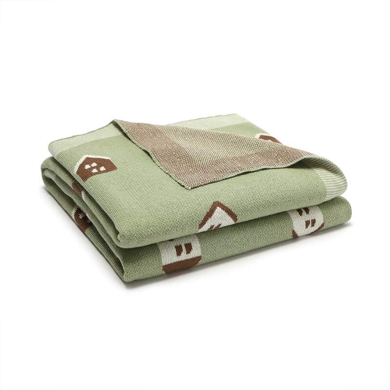 Light-Green-100_-Cotton-Baby-Blanket-Knit-Soft-Cozy-Swaddle-Receiving-Blankets-Toddler-Infant-Blanket-with-Lovely-House-A044