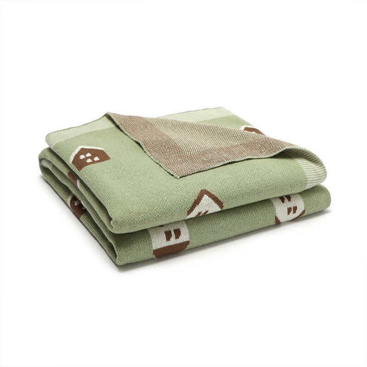 Light-Green-100_-Cotton-Baby-Blanket-Knit-Soft-Cozy-Swaddle-Receiving-Blankets-Toddler-Infant-Blanket-with-Lovely-House-A044