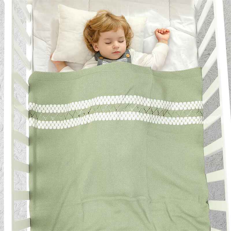 Light-Green-Baby-Blanket-Cotton-Knit-Soft-Cozy-Newborn-Boy-Girls-Swaddle-Receiving-Blanket-A076-Scenes-3