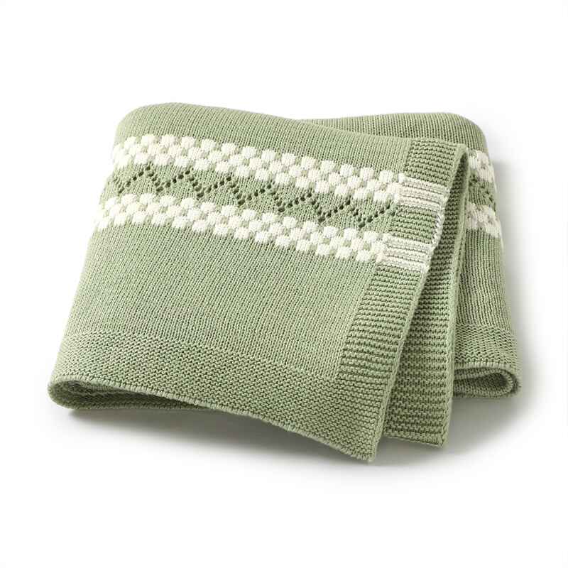 Light-Green-Baby-Blanket-Cotton-Knit-Soft-Cozy-Newborn-Boy-Girls-Swaddle-Receiving-Blanket-A076