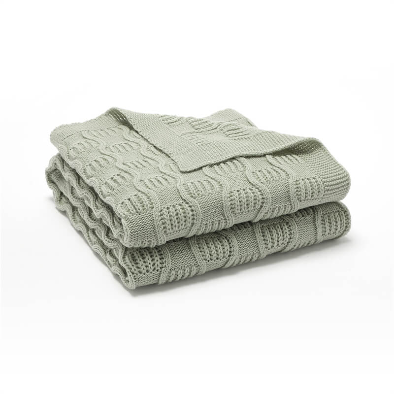 Light-Green-Organic-Cotton-Knit-Soft-Warm-Cozy-Unisex-Receiving-Swaddler-Cuddle-Stroller-Crib-Quilt-Blanket-A037