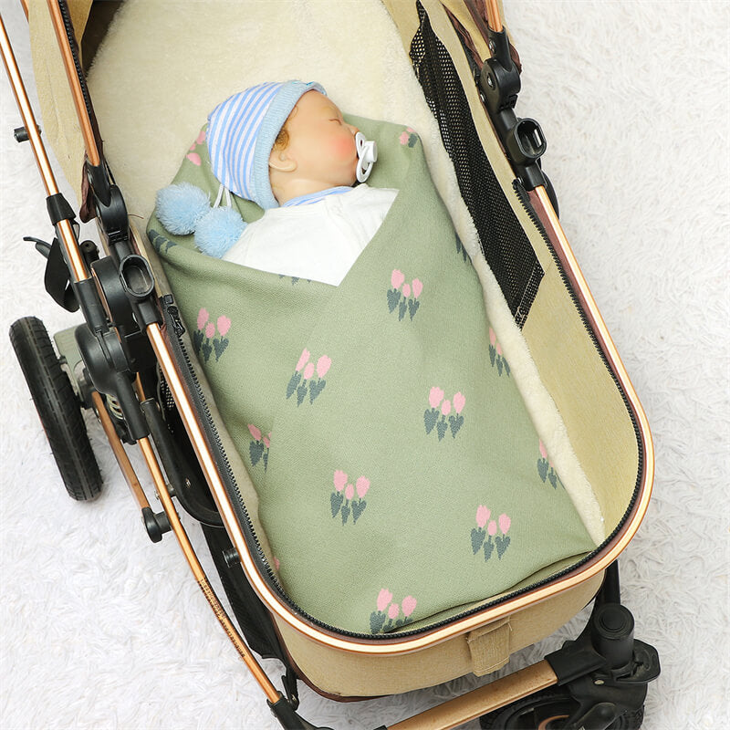 Light-Green-Swaddling-Baby-Blanket-for-Girls-and-Boys-100_-Cotton-Knit-Buttery-Soft-Cozy-Receiving-Swaddle-Crib-Stroller-Blanket-A059-Scenes-3
