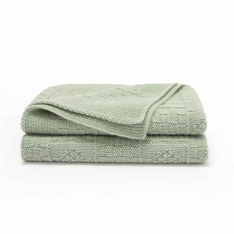 Light-Green-Unisex-Knit-Swaddling-Baby-Blanket-for-Girls-and-Boys-Soft-Warm-Cozy-Blanket-A086