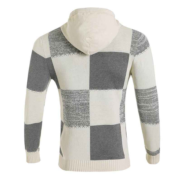     Light-Grey-Mens-Long-Sleeved-color-matching-Pullover-Sweater-Slim-Drawstring-Casual-Hooded-Sweater-For-Autumn-And-Winter-G091-Back