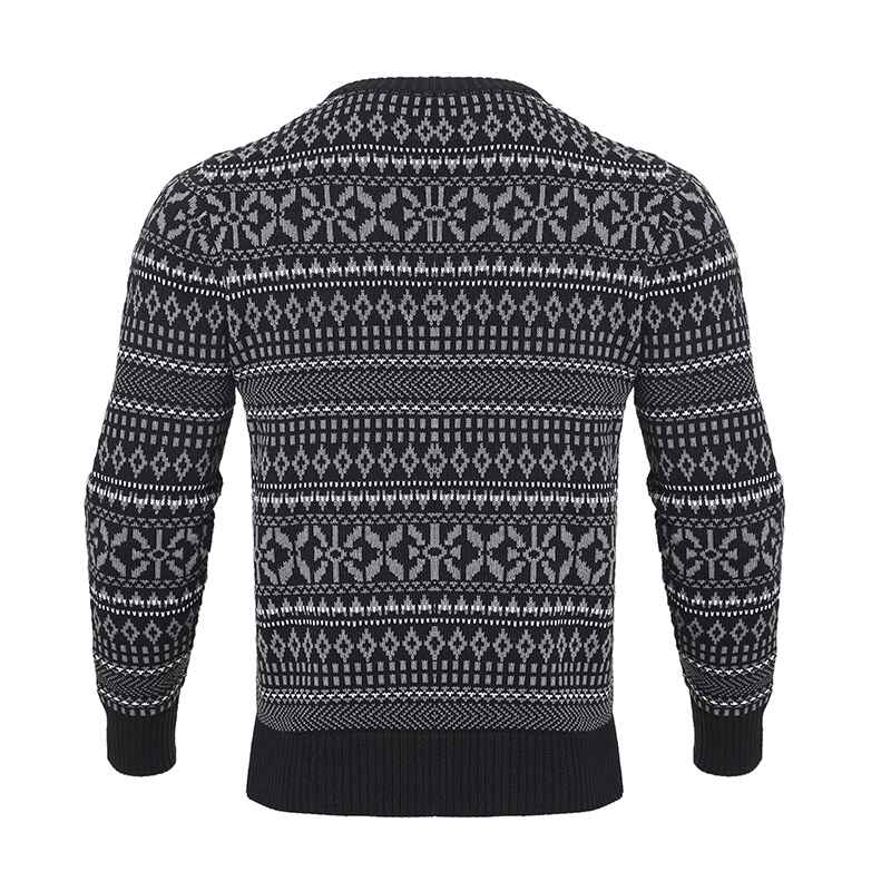      Mens-Casual-Argyle-Slightly-Stretch-Crew-Neck-Sweater-G101-Back