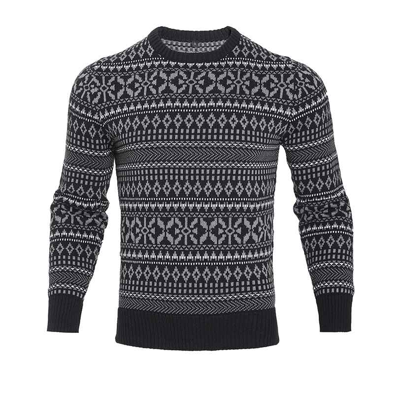    Mens-Casual-Argyle-Slightly-Stretch-Crew-Neck-Sweater-G101-Front