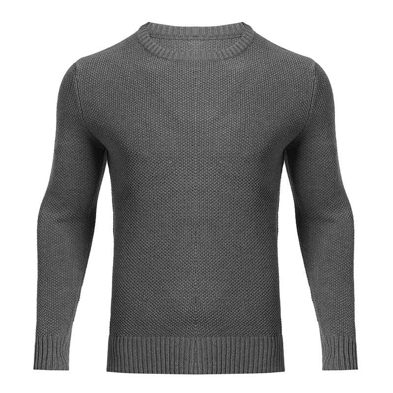 Mens-Plain-Casual-Sweater-Slim-Fit-Crewneck-Pullover-G099-Front