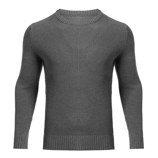Mens-Plain-Casual-Sweater-Slim-Fit-Crewneck-Pullover-G099-Front