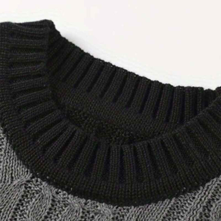 Mens-Round-Neck-Sweater-Trend-Color-Matching-Casual-Versatile-Strip-Texture-Pullover-Sweater-For-Autumn-And-Winter-G088-Detail-1
