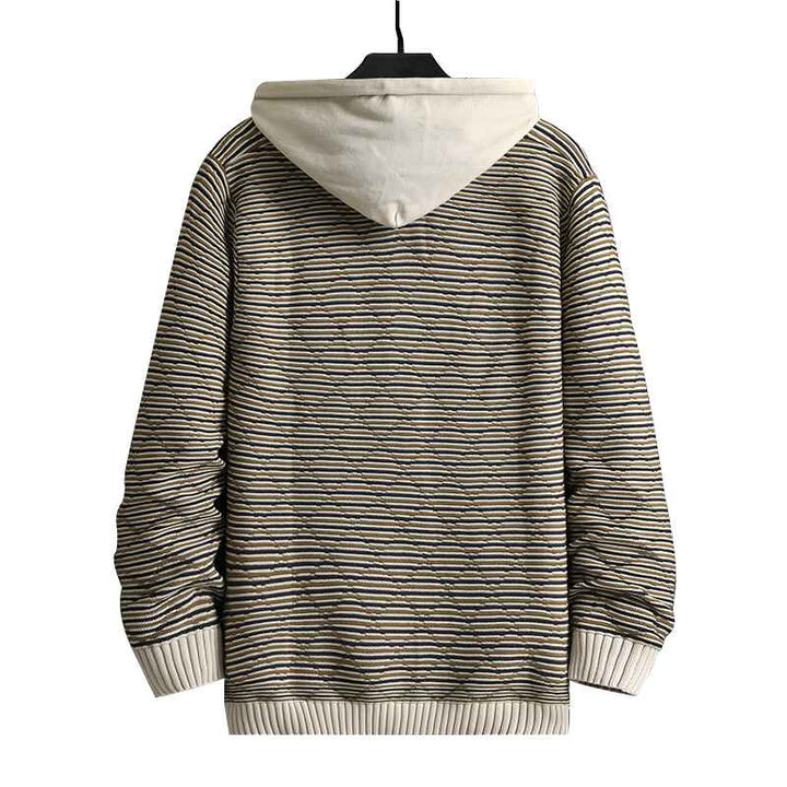 Mens-Striped-Stylish-Hooded-Sweater-Knitwear-Casual-Lazy-Style-G098-Back