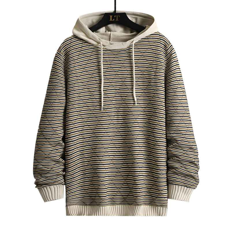 Mens-Striped-Stylish-Hooded-Sweater-Knitwear-Casual-Lazy-Style-G098-Front