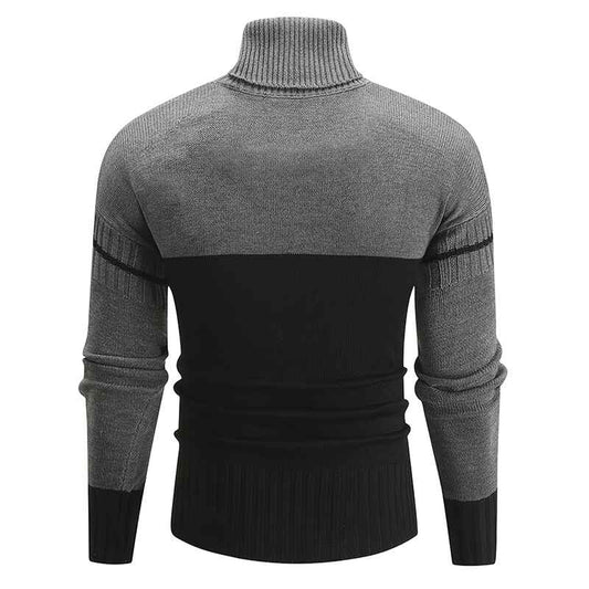 Mens-Turtleneck-Rib-Slim-Pullover-Classic-Autumn-Winter-Casual-Knitwear-G100-Back