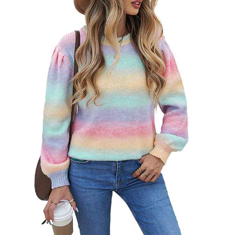 Multicolor-Womens-Classic-Fit-Soft-Touch-Long-Sleeve-Crewneck-Sweater-K134