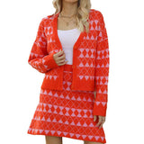 Orange-Red-Womens-Sexy-Low-Neck-Bodycon-Dress-and-Sweater-Cardigan-Ribbed-Knit-2-Piece-Sweater-Set-Outfits-K594-Front