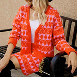 Orange-Red-Womens-Sexy-Low-Neck-Bodycon-Dress-and-Sweater-Cardigan-Ribbed-Knit-2-Piece-Sweater-Set-Outfits-K594