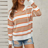 Orange-Womens-Color-Block-Lightweight-Hooded-Sweater-Drawstring-Hoodies-Pullover-Sweatshirts-K179