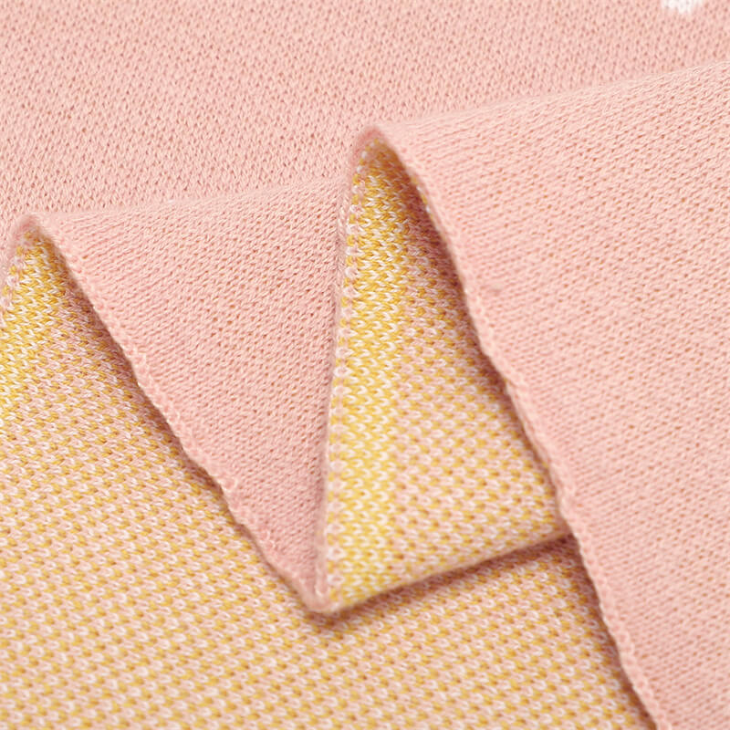 Pink-100_-Cotton-Baby-Blanket-Knit-Soft-Cozy-Swaddle-Receiving-Blankets-Toddler-Infant-Blanket-with-Lovely-Sun-Flower-A041-Detail-3