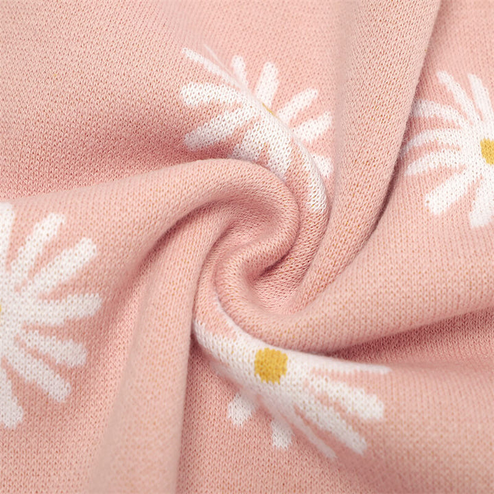 Pink-100_-Cotton-Baby-Blanket-Knit-Soft-Cozy-Swaddle-Receiving-Blankets-Toddler-Infant-Blanket-with-Lovely-Sun-Flower-A041-Detail-4