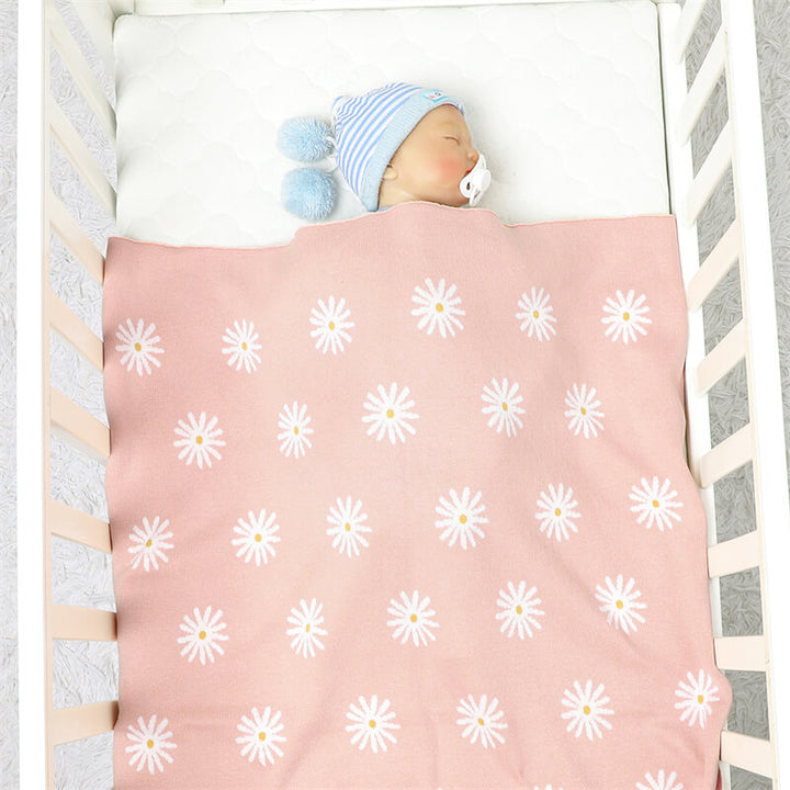 Pink-100_-Cotton-Baby-Blanket-Knit-Soft-Cozy-Swaddle-Receiving-Blankets-Toddler-Infant-Blanket-with-Lovely-Sun-Flower-A041-Scenesl-2