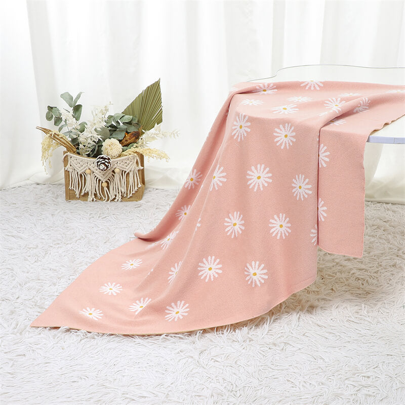 Pink-100_-Cotton-Baby-Blanket-Knit-Soft-Cozy-Swaddle-Receiving-Blankets-Toddler-Infant-Blanket-with-Lovely-Sun-Flower-A041-Scenesl-5
