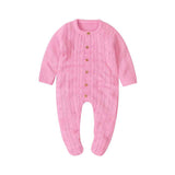 Pink-Baby-Knit-Romper-Bottom-Up-Cable-Sweater-Toddler-Baby-Bodysuit-Footies-A020