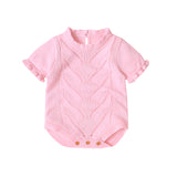 Pink-Baby-Knit-Romper-Toddler-Jumpsuit-Little-Girls-Sunsuit-A008-Front