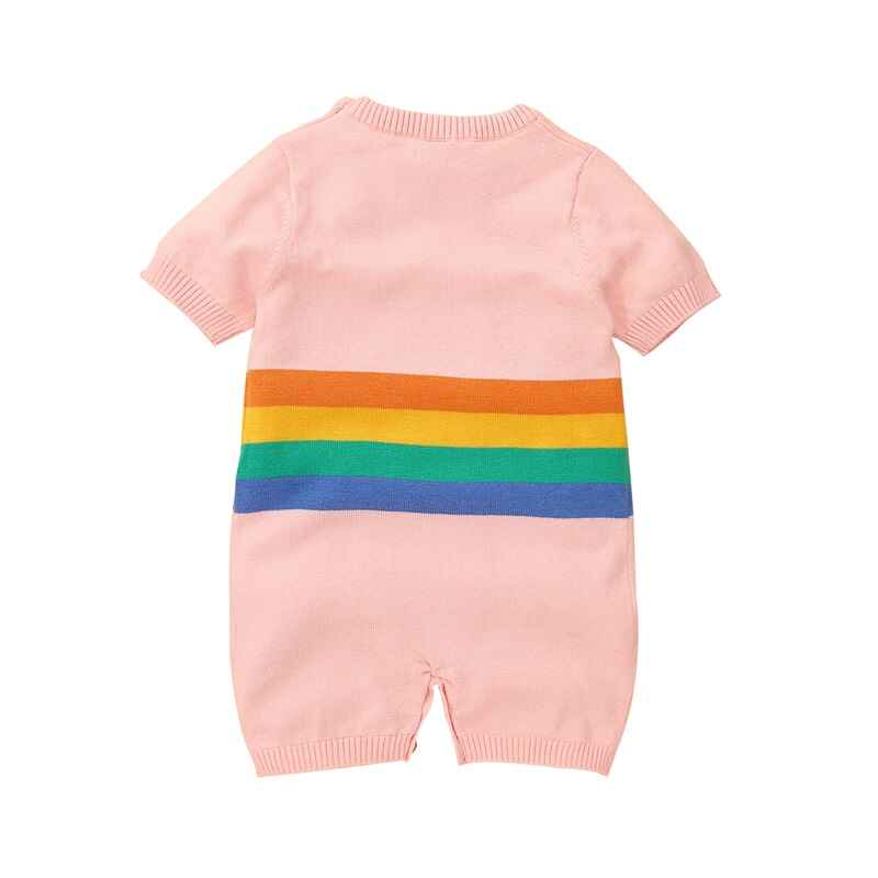     Pink-Baby-Knit-Romper-Toddler-Short-Sleeve-Jumpsuit-Sunsuit-Clothes-A025-Back