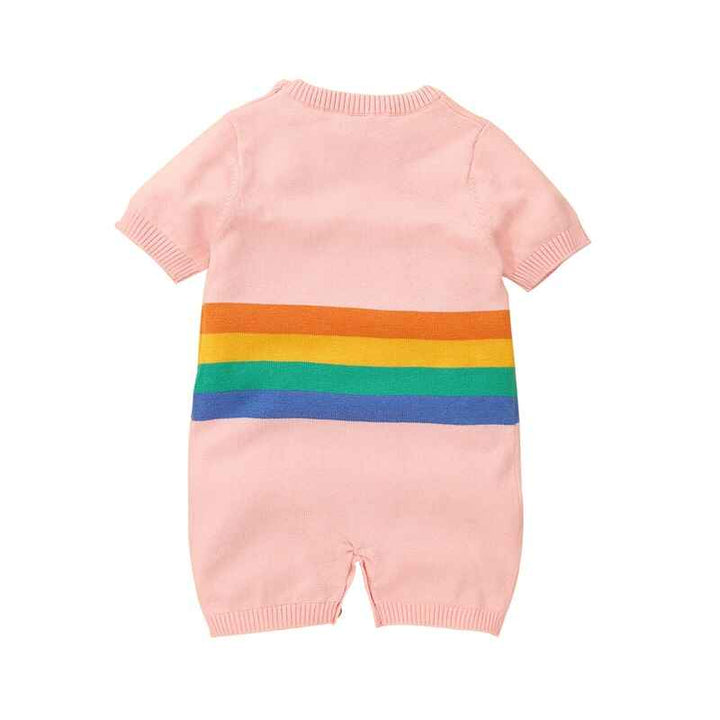     Pink-Baby-Knit-Romper-Toddler-Short-Sleeve-Jumpsuit-Sunsuit-Clothes-A025-Back