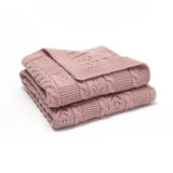    Pink-Cable-Knit-Blanket-Baby-Nursery-Stroller-Blanket-Organic-Cotton-A039