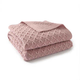 Pink-Cute-New-York-Premium-Soft-Cotton-Cable-Knit-Baby-Blankets-Receiving-Blanket-A064