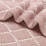 Pink-Grid-Knitted-Baby-Receiving-Blanket-Ultra-Soft-Organic-Cotton-Stroller-and-Nap-Time-Toddler-Blanket-A033-Detail-1