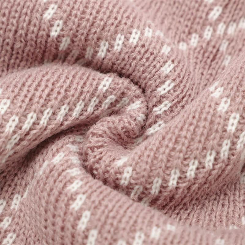 Pink-Grid-Knitted-Baby-Receiving-Blanket-Ultra-Soft-Organic-Cotton-Stroller-and-Nap-Time-Toddler-Blanket-A033-Detail-4